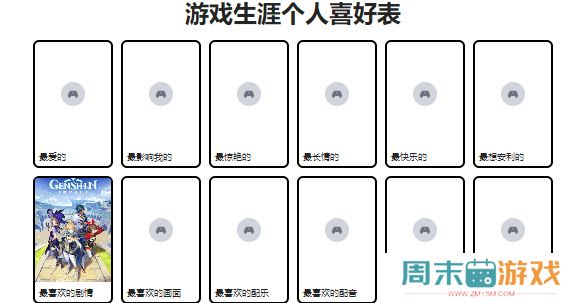 游戏生涯个人喜好表怎么写